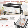 Bassinet, 3 in 1 Rocking Bedside Bassinet w/Storage Basket, Universal Wheels, Adjustable Height, Mattress, Net & Portable Bag, Carriable Crib Baby Bassinets Bedside Sleeper (Gray)