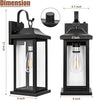 2-Pack Dusk to Dawn Large Outdoor Wall Lights, Exterior Light Fixtures Porch Lights Tempered Clear Glass, IP65 Waterproof Anti-Rust Outside Wall Sconces Matte Black Wall Lanterns