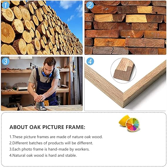 Set of 6 Oak Wood Picture Frame Solid