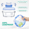 34pcs Glass Food Storage Containers with Lids Set, Airtight Glass Meal Prep Containers  Microwave, Oven, Freezer & Dishwasher,Blue