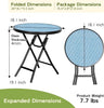 Bistro Table Folding Side Table with Tempered Glass Tabletop,Small End Table, Blue
