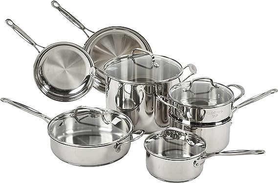 11-Piece Cookware Set, Chef's Classic Stainless Steel Collection