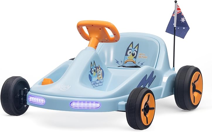 6V Electric Go Kart for Kids, Electric Ride-On Toy with Lights, MP3 Jack, Remote Control, Seat Belt, Durable PVC and Iron Construction, Rechargeable Battery