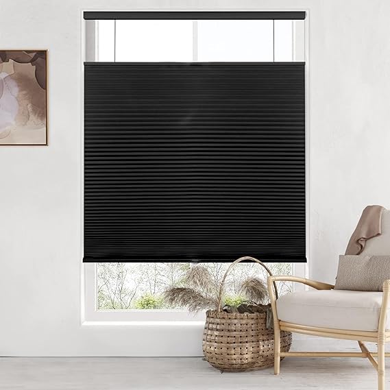 Top Down Bottom Up (TDBU) Cordless Cellular Shades, Black Set of 2