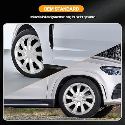 4 Pack Car Wheel Rim Skin Cover Hub Caps Hubcap Wheel Cover Silver