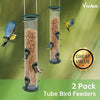 Bird Feeder, 2 Pack Classic Tube Bird Feeders for Outdoors Hanging Bird Feeder with 6 Feeding Ports, 2LB Seed Capacity Wild Bird Feeders