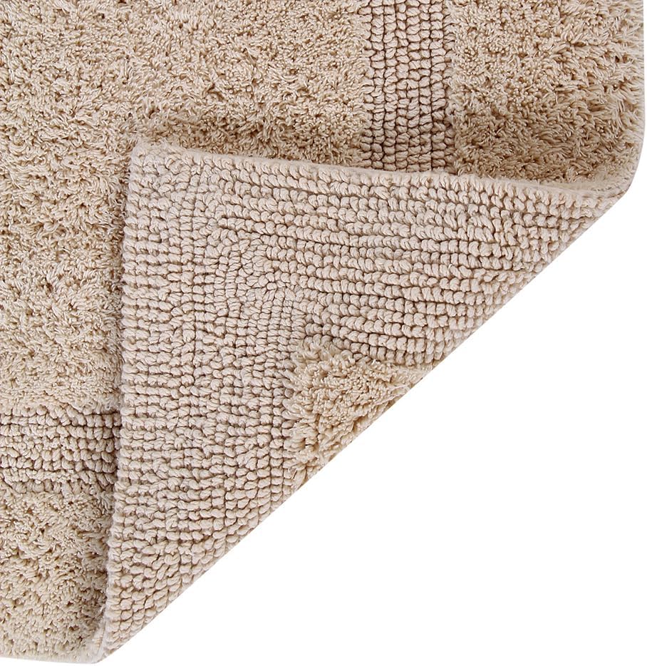 100% Cotton Lux Collection Bath Mats, Sand Bath Mat - Tufted, Reversible & Absorbent & Machine Washable Bath Mats for Bathroom Floor, Shower & Sink Bath Mat Rug, 17" x 24" (Set of 2)