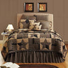 Bingham Star King Quilt Set Country Patchwork Design, Soft Black and Tan