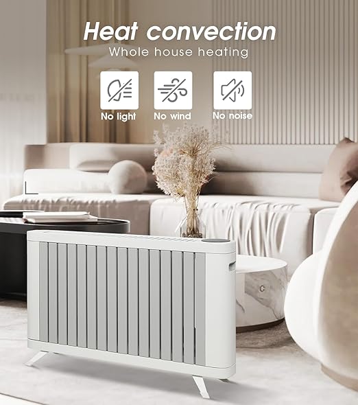 Convection Heater, Radiator Heater with 3 Heating Modes, Large Room Heater with Adjustable Thermostat, Led Screen and Remote Control