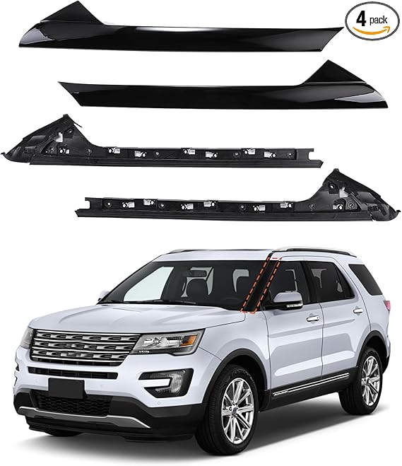 Windshield Trim Set A-Pillar Molding Compatible with 2011-2019 Ford Explorer Left & Right Outer & Inner