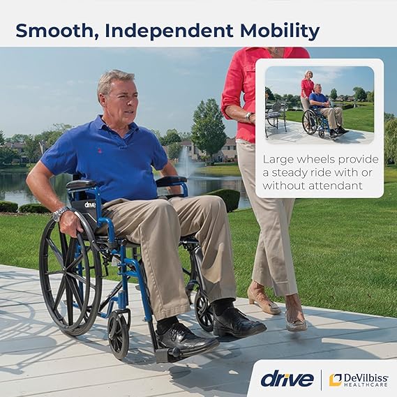 Blue Streak Lightweight Wheelchair with Swing-Away Elevating Leg Rests and Flip-Back Arms