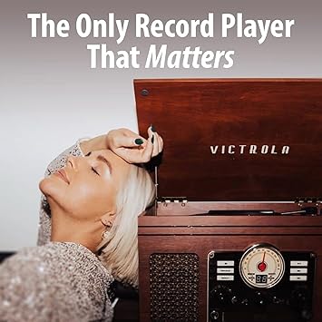 6-in-1 Bluetooth Record Player & Multimedia Center with Built-in Speakers - 3-Speed Turntable, CD & Cassette Player, FM Radio | Wireless Music Streaming | Mahogany