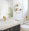 Sequoia Modern Round Wall Shelf, White and Gold, Contemporary Glam 2-Tier Floating Shelf Decor