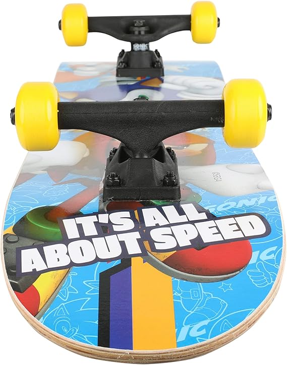 Sonic The Hedgehog Character Skateboards - Cruiser Skateboard with ABEC 5 Bearings, Durable Deck, Smooth Wheels (Choose from Sonic, Knuckles, Tails or Sonic & Friends)