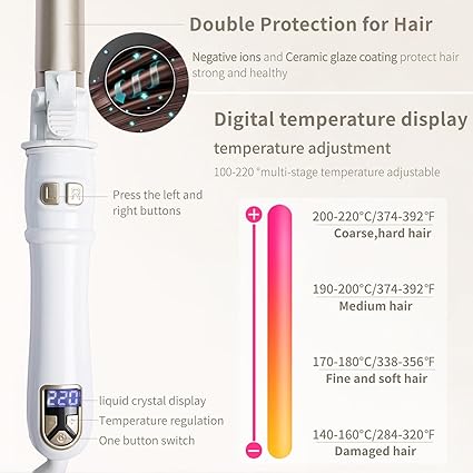 Automatic Curling Wand Rotating Curling Iron for Long Short Hair, Automatic Hair Curler with LED Display, Professional Hair Waver Hair Styling Irons Fast Heating Wand