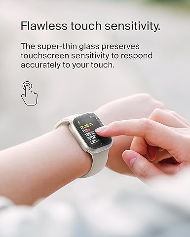 ScreenForce Apple Watch Case - Tempered Glass Screen Protector & Bumper Case for 44mm & 45mm Apple Watch Series 8, 7, 6, 5, 4 & SE - Clear