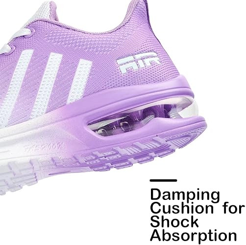 Womens Air Running Shoes Lightweight Sneakers Air Cushion Walking Tennis White Purple