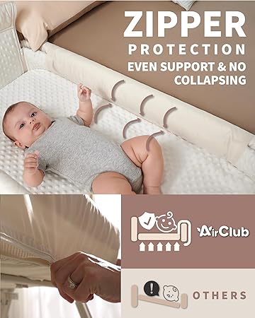 Bassinet Bedside Sleeper, Baby Crib for Newborn, Baby Bassinets Bedside Sleeper with 4 Auto-Lock & Adjustable Height, Breathable Mesh & Mattress, Bedside Bassinet