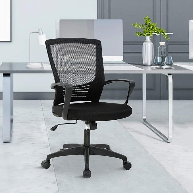 Ergonomic Office Mesh Computer Chair with Back Lumbar Support Arms, Black