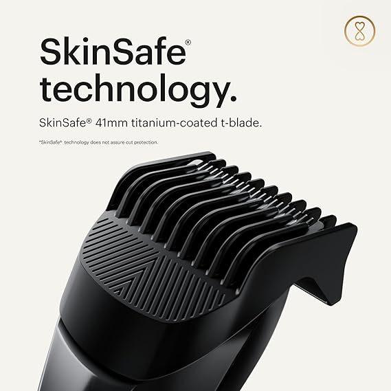 Men's Beard Trimmer, 20 Length Adjustable Blade Wheel, Stainless Steel T-Blade for Precision Facial Hair Trimming, Cordless Waterproof Wet/Dry Clipper