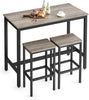 Bar Table Set, Bar Table with 2 Bar Stools, Dining table set, Kitchen Counter with Bar Chairs, Industrial for Kitchen, Living Room, Party Room, Greige and Black