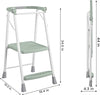 2-Step Kitchen Stepper Adult Folding Step Stool, Kids Folding Stepper, Green