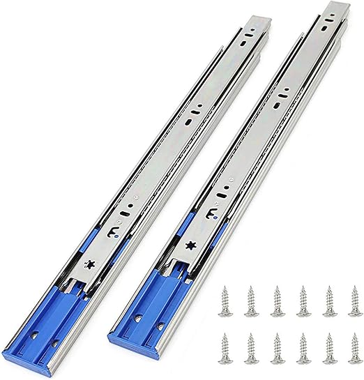 10 Pairs of 16 Inch Hardware 3-Section Soft Close Full Extension Ball Bearing Side Mount Drawer Slides, 100 LB Capacity Drawer Slide