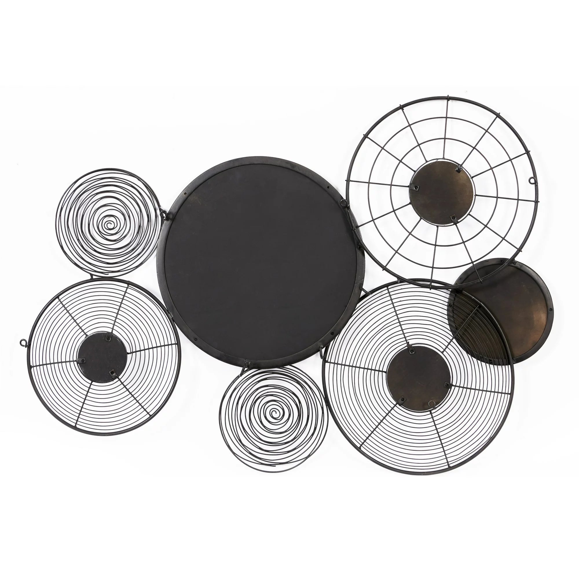 Black Metal Plate Wall Decor with Intricate Pattern