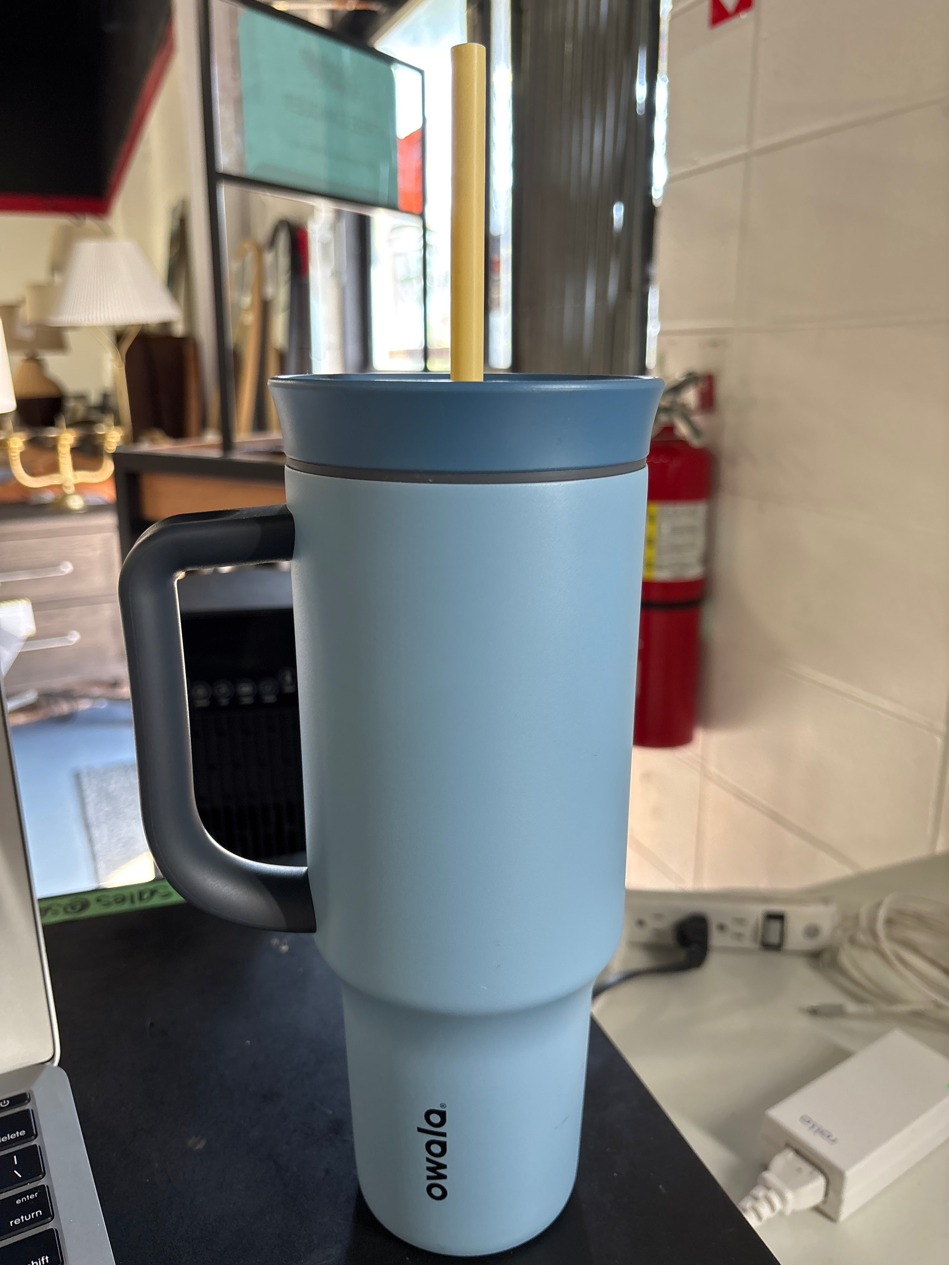 Owala 40oz Stainless Steel Straw Tumbler - Rainstorm (Blue) SHOWROOM ITEM