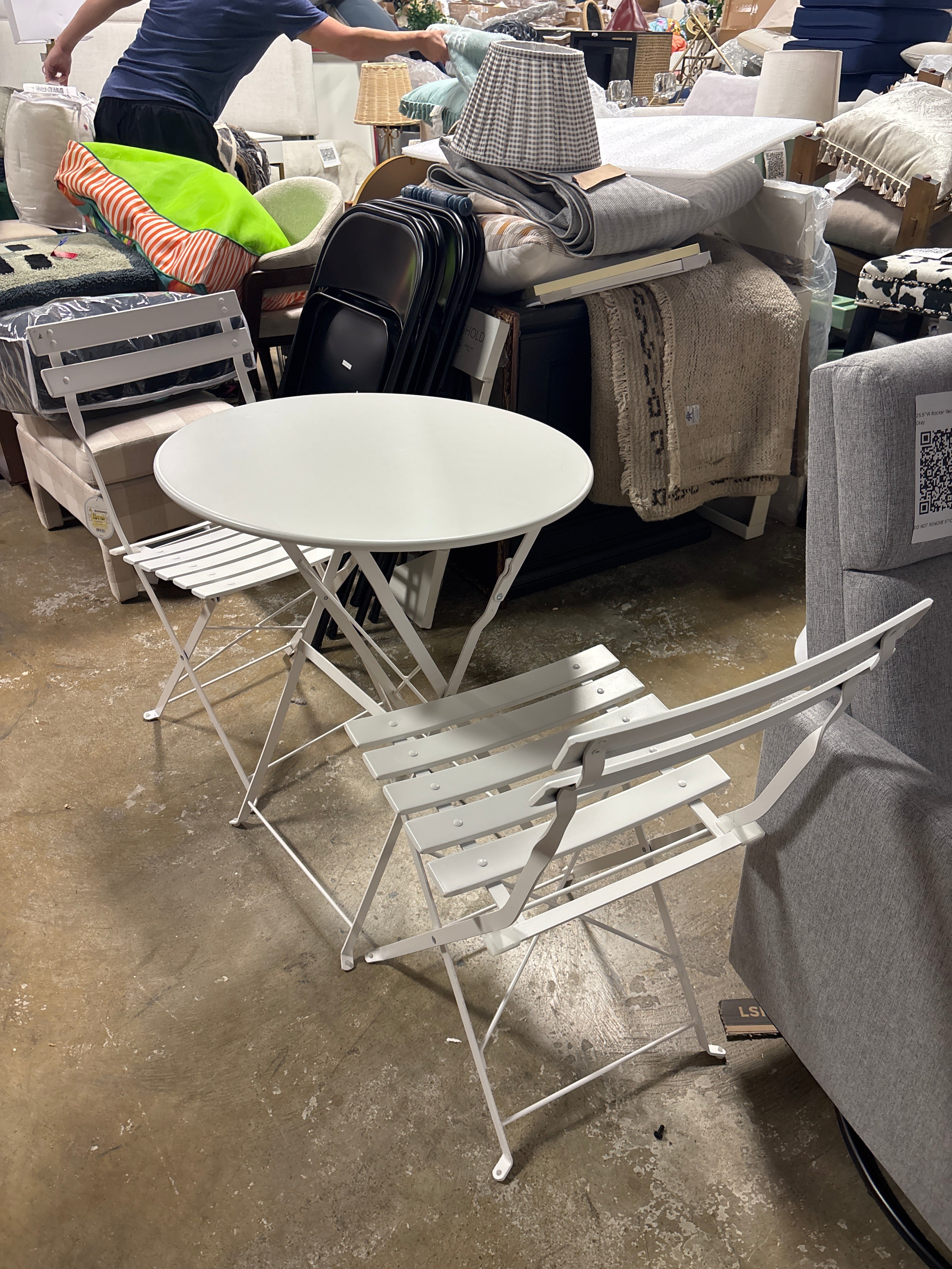 Premium Steel Frame Patio Bistro Set - White SHOWROOM ITEM