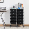 15 Drawers Rolling Storage Cart Multipurpose Mobile Rolling Utility Storage Organizer Cart Tools Scrapbook Paper Organizer on Wheels, Black