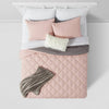 5pc Full/Queen Solid Microfiber Reversible Decorative Bed Set with Throw Blush