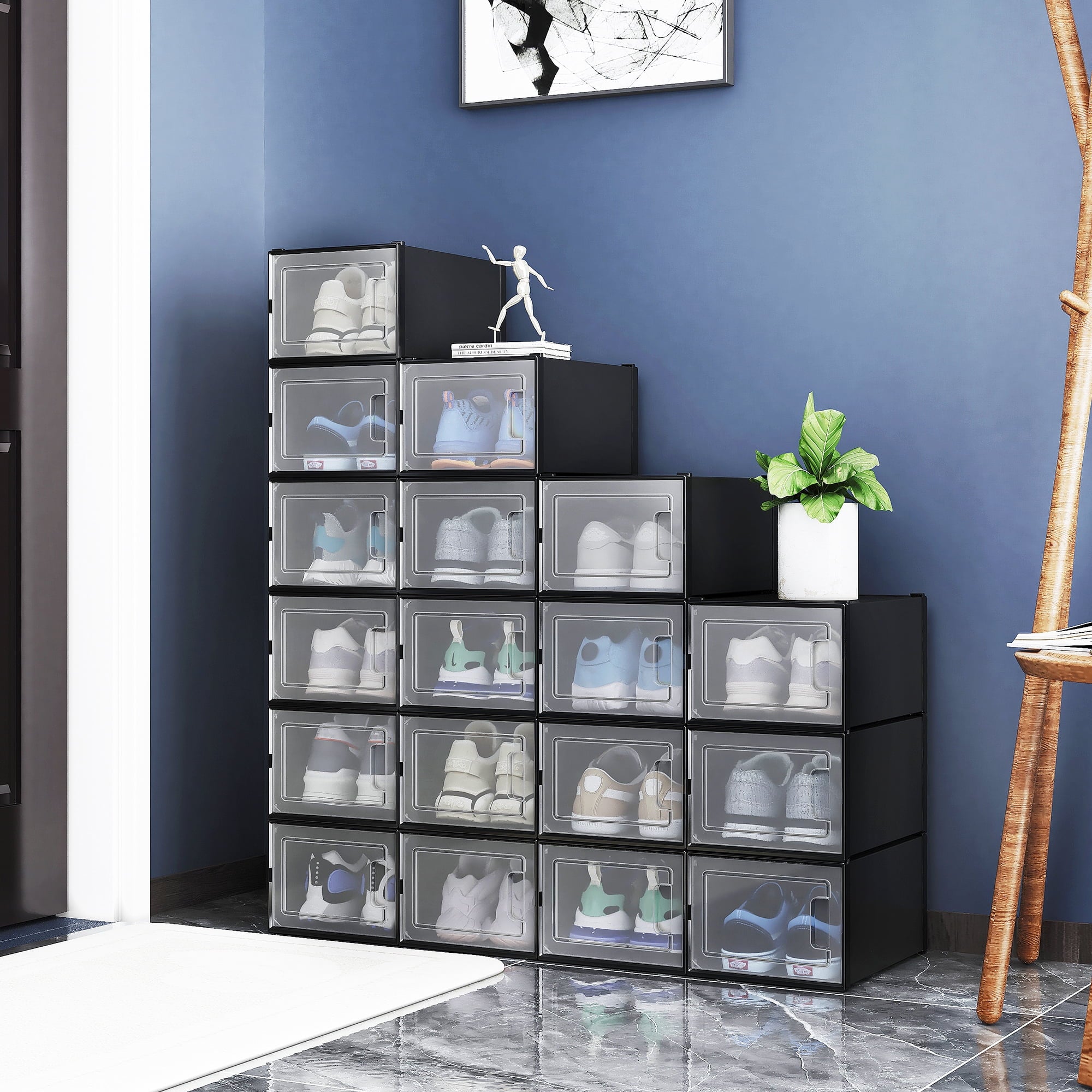 6Pcs Shoe Box MediumTransparent Organizer Stackable Sneaker Storage