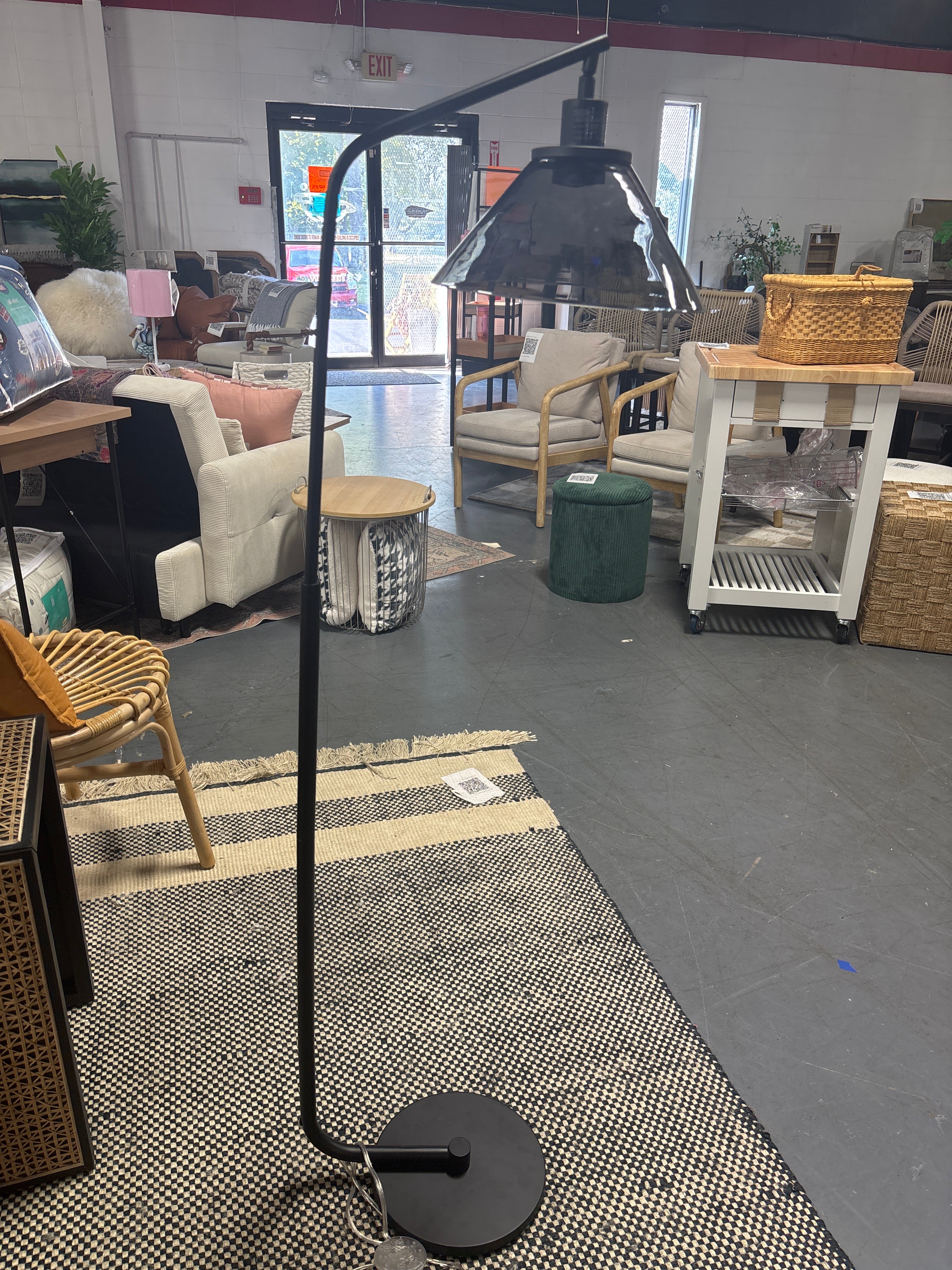 Smoked Glass Floor Lamp - Black SHOWROOM ITEM