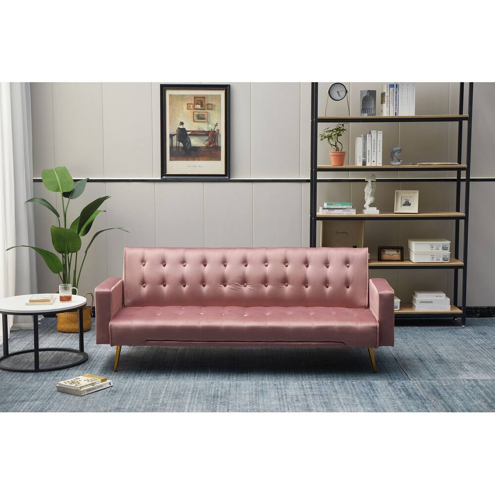 Tufted Velvet Convertible Sleeper sofa - Rose