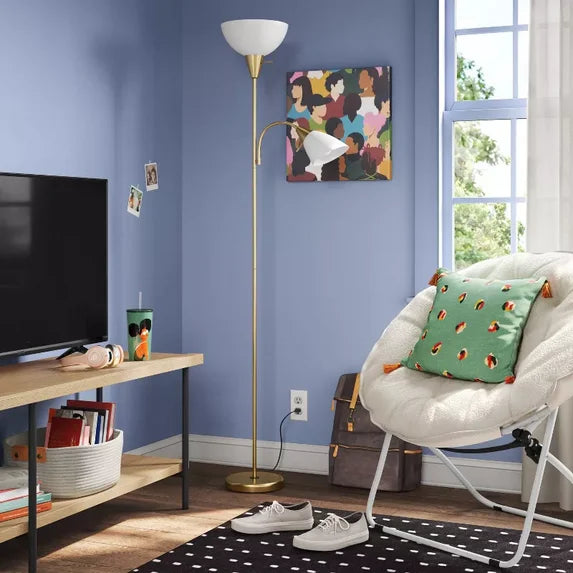 Torchiere with Task Light Floor Lamp