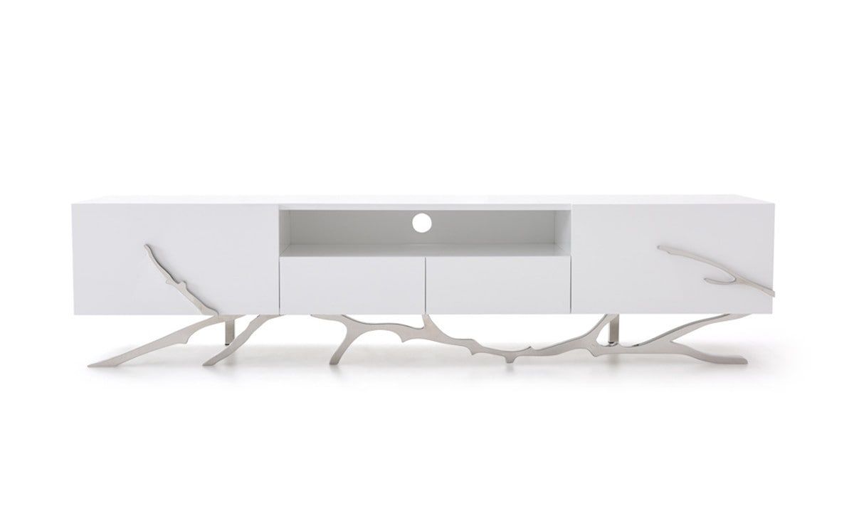 Modrest Legend 87" Wide Modern White TV Stand SHOWROOM ITEM