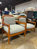 (Set of 2) Zuka Mid-Century cbModern Rattan Wooden Chair with Cushions - Walnut/Grayish Green  SHOWROOM ITEM