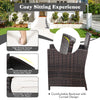 3-Piece Patio Wicker Furniture Set Storage Table with Protect Cover Cushioned in Off White