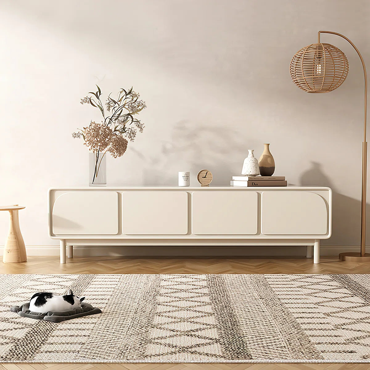 78.7"W Modern Storage TV Stand Beige Style Sideboard SHOWROOM ITEM