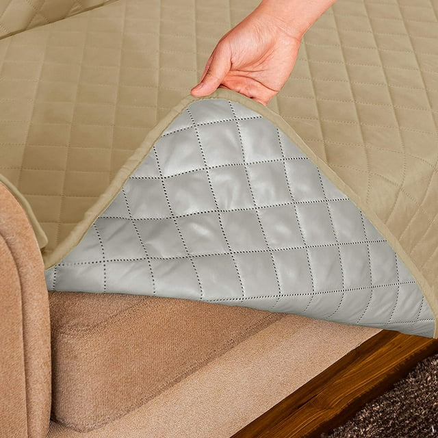 1-Piece Reversible Sofa Cover Quilted Slipcover (Sofa, Sand)
