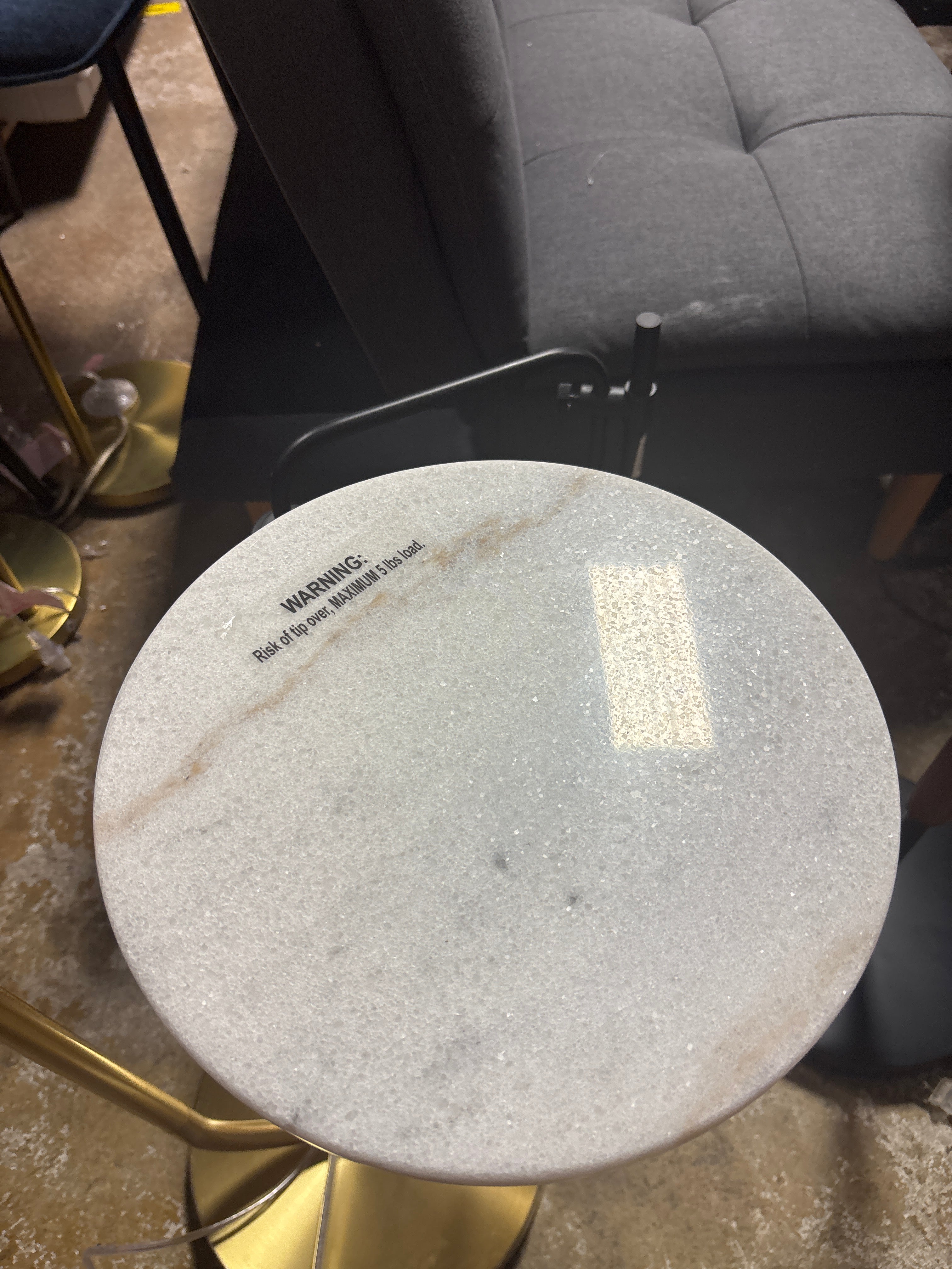 60"x20.5" Floor Lamp with Marble Table - Gold SHOWROOM ITEM