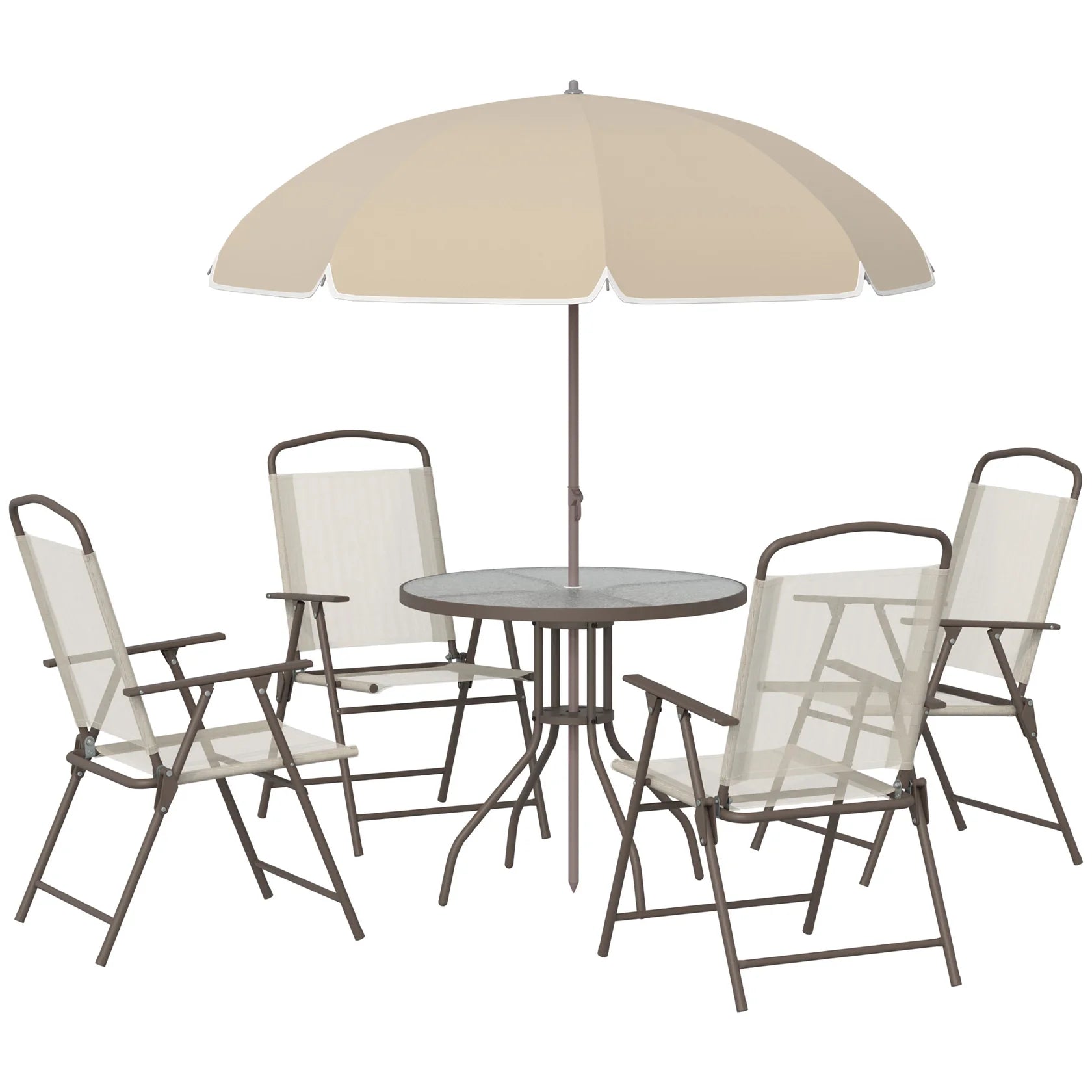 6 Piece Outdoor Dining Sets for 4 with Umbrella