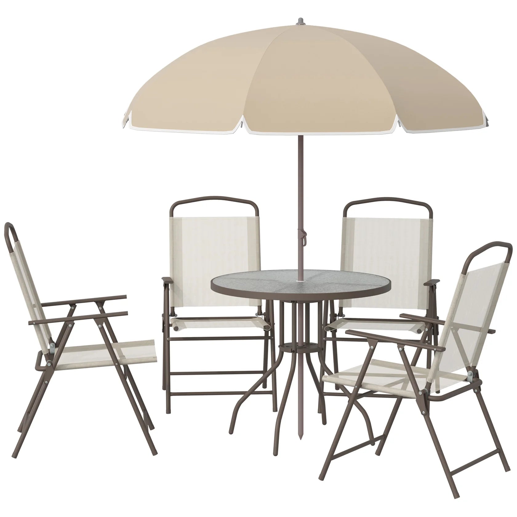 6 Piece Outdoor Dining Sets for 4 with Umbrella