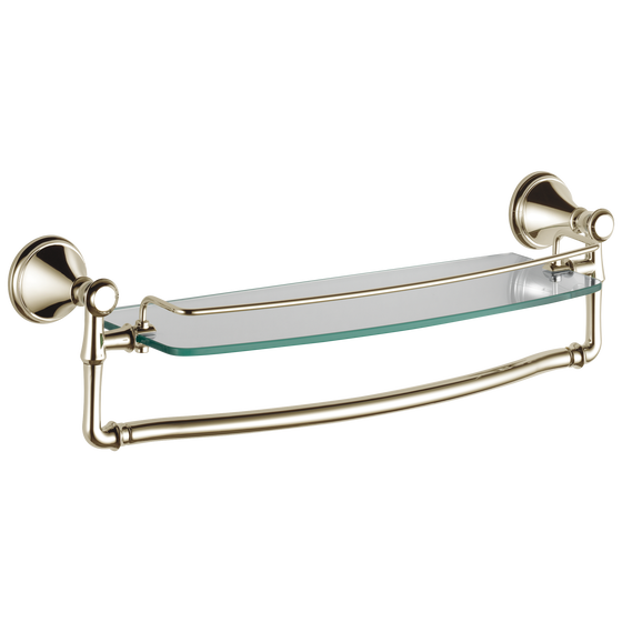 Glass Shelf with Removable Bar in Polished Nickel