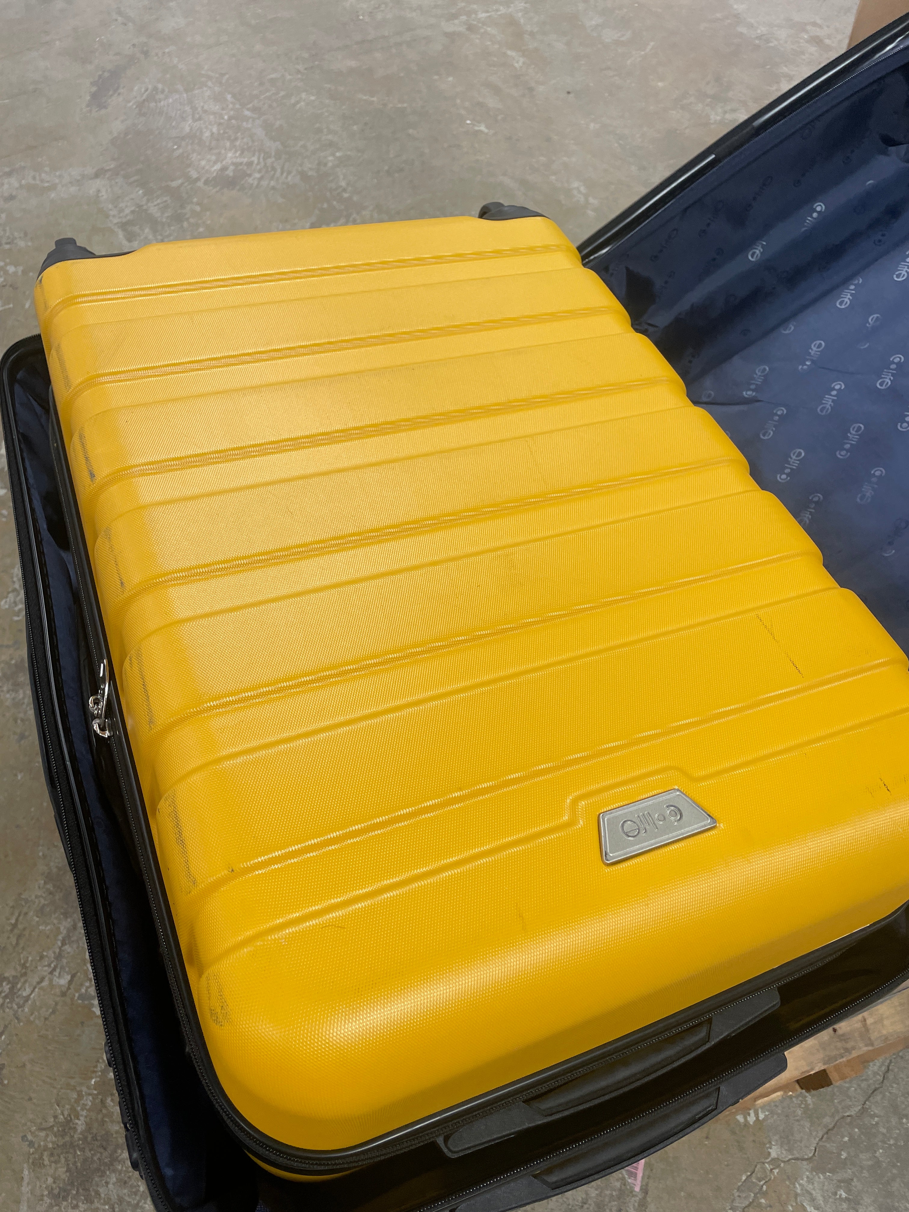 3 Piece Expandable Luggage Sets, ABS Hardside Suitcase with Spinner Wheels and TSA Lock, Yellow