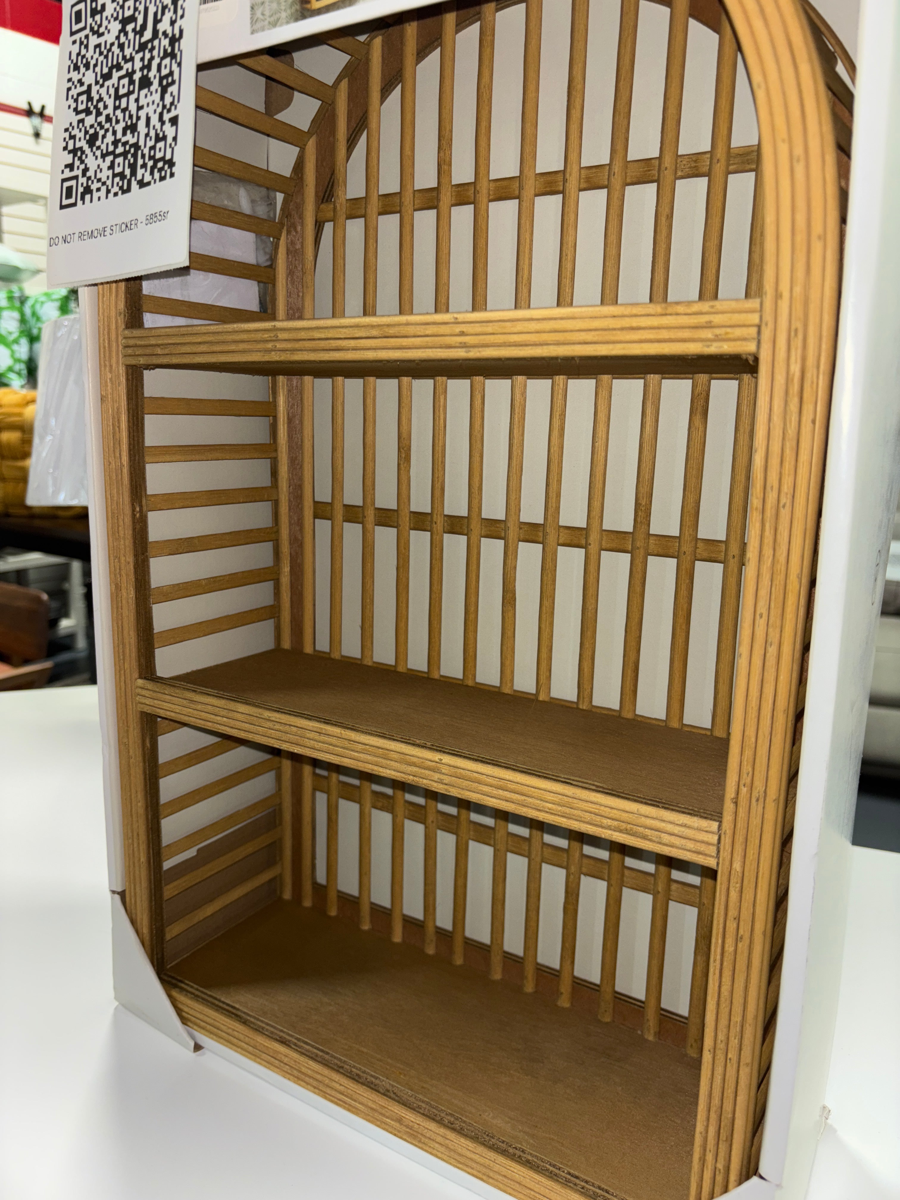 12" x 20" Wood and Rattan Wall Shelf - Natural SHOWROOM ITEM