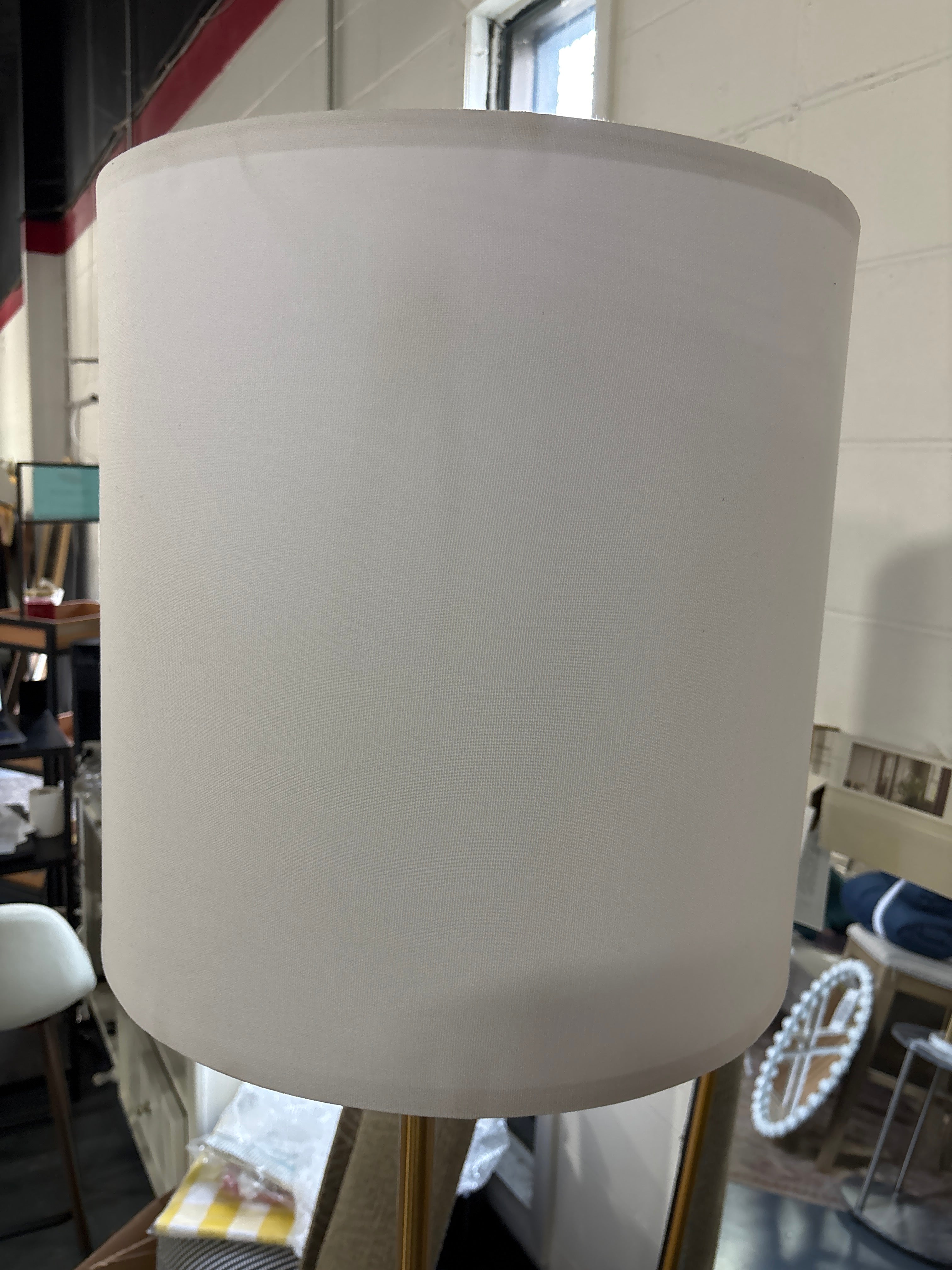 67.75"x17" Modern Floor Lamp with Table - Brass SHOWROOM ITEM