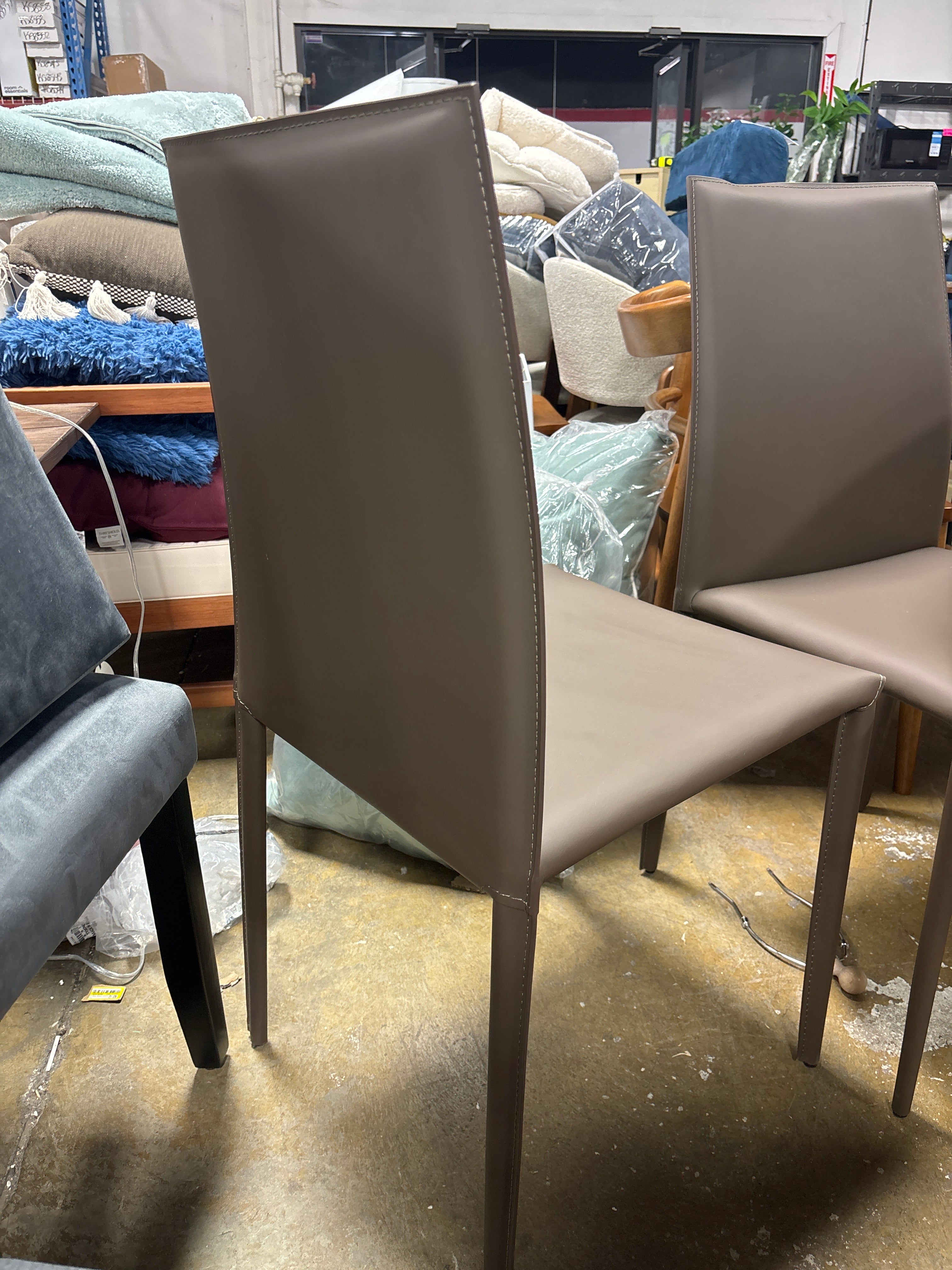 (SET OF 2) Rockford Modern Bonded Leather Upholstered Dining Chairs - Taupe SHOWROOM ITEM