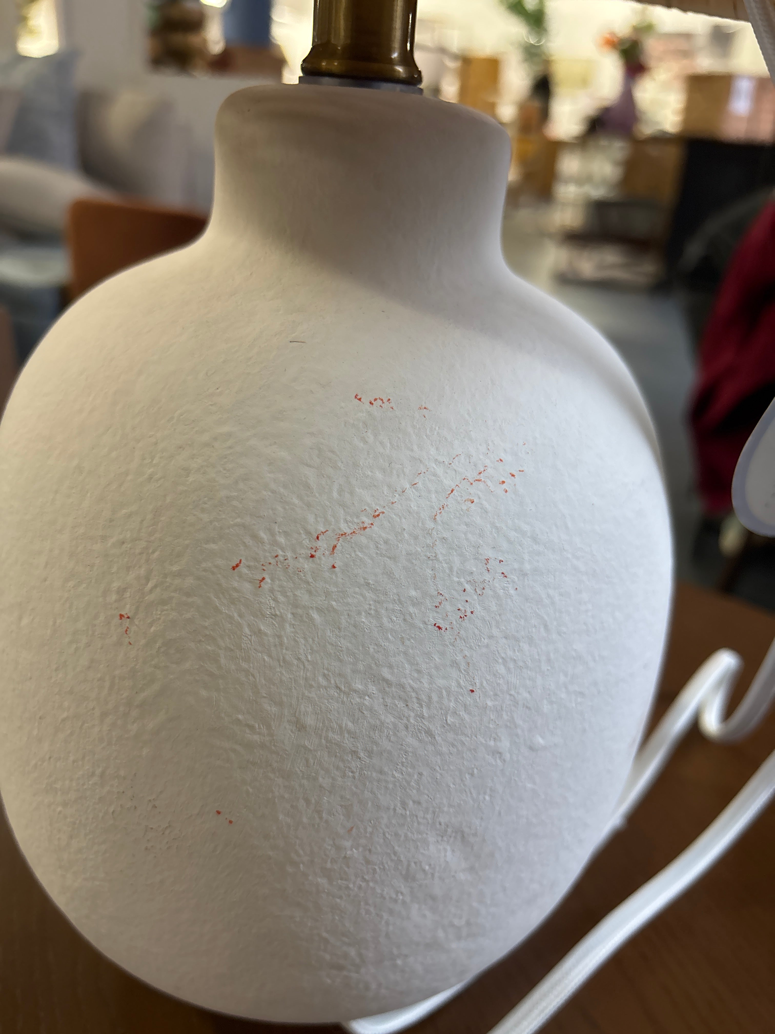 18.5"x11" Ceramic Table Lamp with Rattan Shade White SHOWROOM ITEM